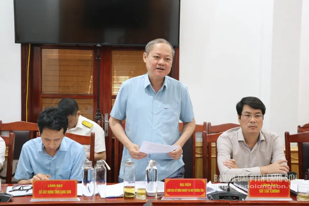 Lãnh đạo Sở Nông nghiệp và Môi trường phát biểu ý kiến tại buổi kiểm tra