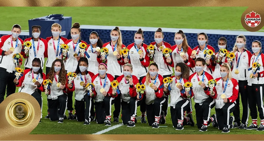 Canada đoạt tấm HCV môn bóng đá nữ Olympic Tokyo 2020. Ảnh: AP