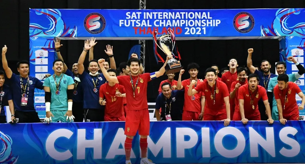 Đội tuyển futsal Thái Lan vô địch giải tứ hùng trước thềm Futsal World Cup 2021. Ảnh: ANH TRẦN