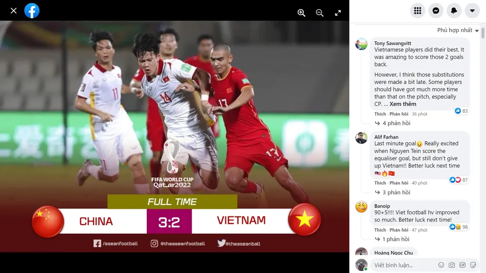 Khán giả Đông Nam Á tiếc cho thất bại của tuyển Việt Nam ảnh 1