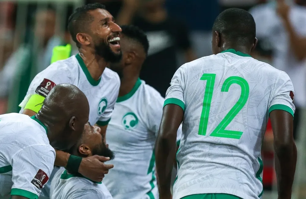 Niềm vui thắng trận của các cầu thủ Saudi Arabia. Ảnh: AFC