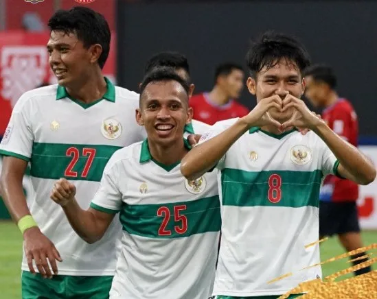 Niềm vui chiến thắng của Indonesia. Ảnh: PSSI