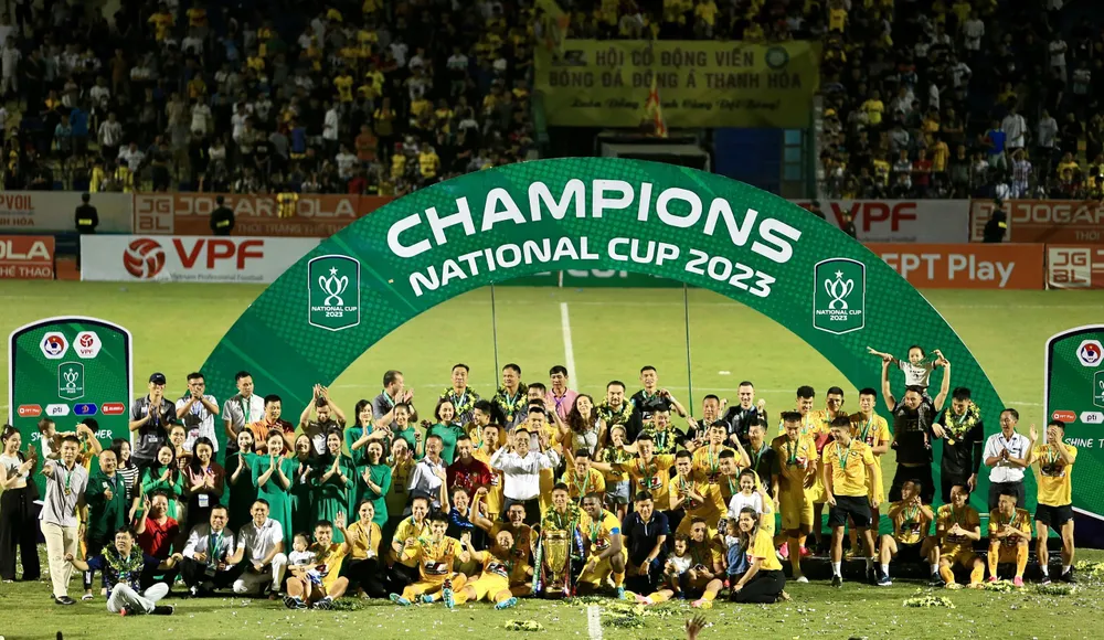 Thanh Hoá lần đầu tiên trong lịch sử vô địch Cúp Quốc gia. ẢNH: MINH HOÀNG 