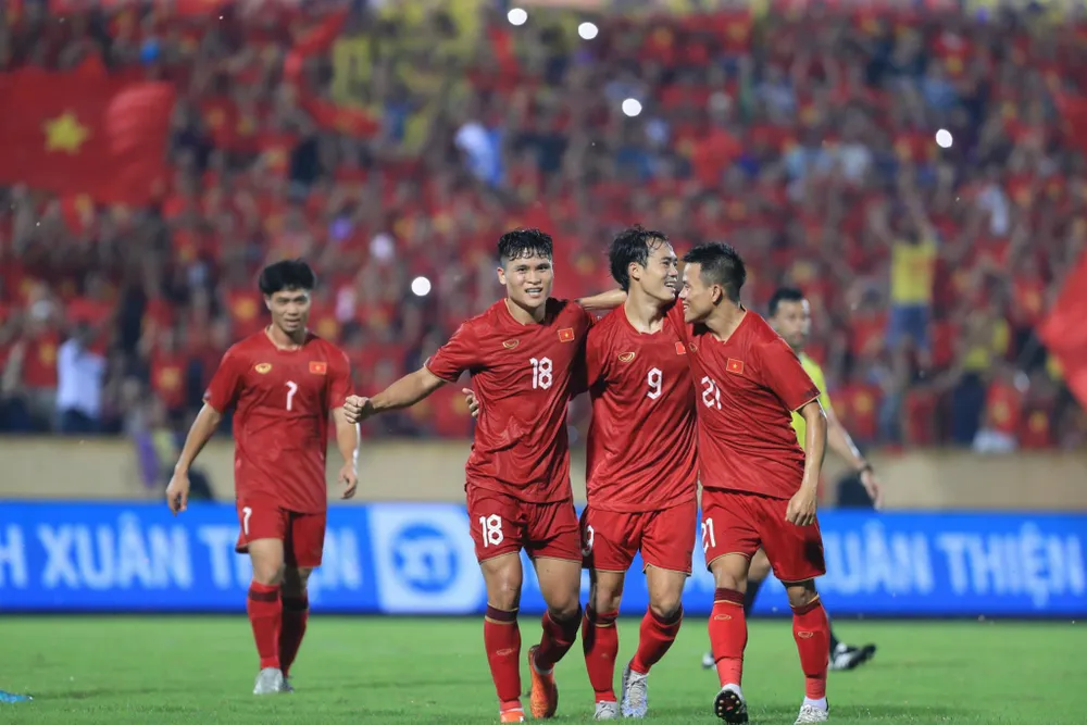 Tuấn Hải ghi bàn cho đội tuyển Việt Nam ở FIFA Days tháng 9 vừa qua.