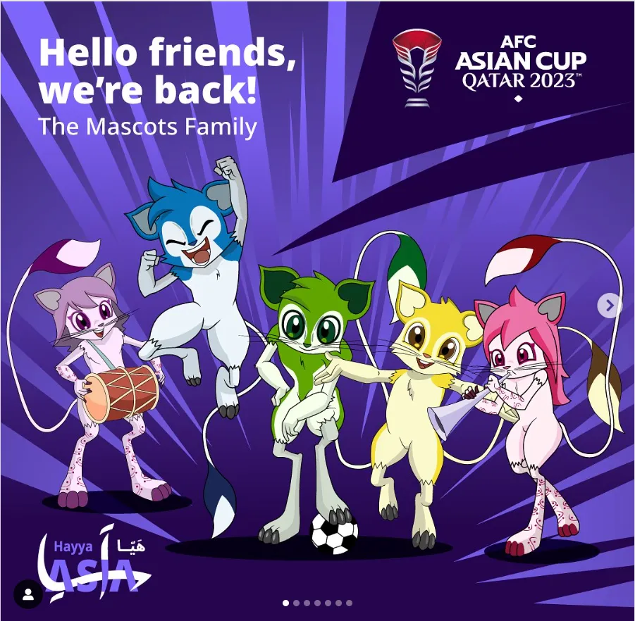 Phối hình gia đình 5 chú chuột nhảy - linh vật Asian Cup 2023.