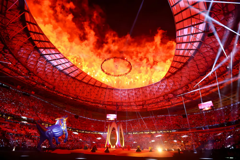 Lễ khai mạc Asian Cup 2023 mang đến cho người xem cảm giác nghẹn ngào và xúc động. ẢNH: GETTY 