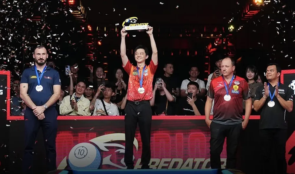 Cơ thủ Ko Ping Chung (Đài Loan - TQ) đăng quang Giải vô địch thế giới 10 bi nam 2025. ẢNH: TÂM HÀ