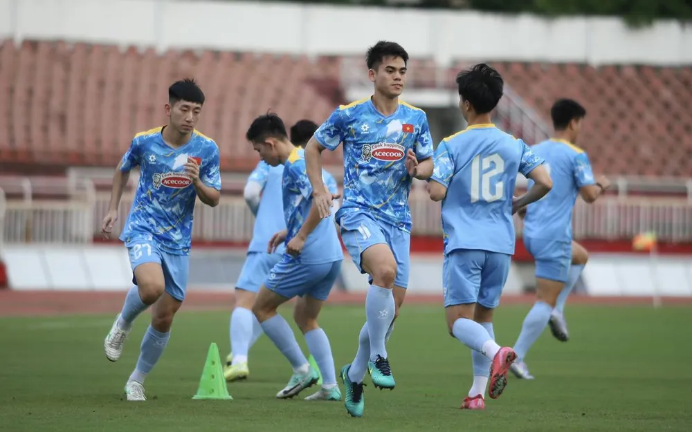 Tuyển thủ U23 Việt Nam Khuất Văn Khang được kỳ vọng ra sân thi đấu ở trận lượt về với Nepal. ẢNH: DŨNG PHƯƠNG 