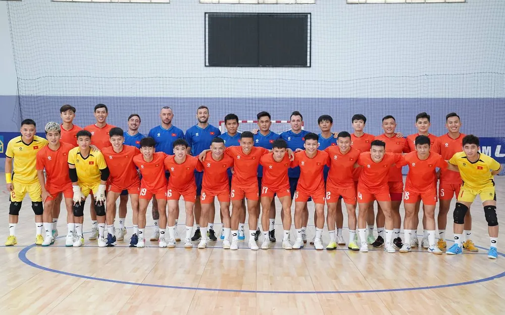 Đội tuyển futsal nam Việt Nam hội quân trở lại tại TPHCM chuẩn bị cho SEA Games 33. ẢNH: TÂM HÀ