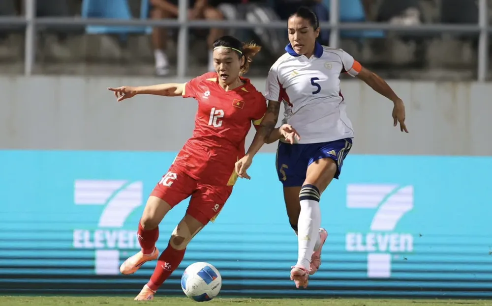 Đội tuyển nữ Việt Nam thất bại đáng tiếc trước Philippines. ẢNH: DŨNG PHƯƠNG
