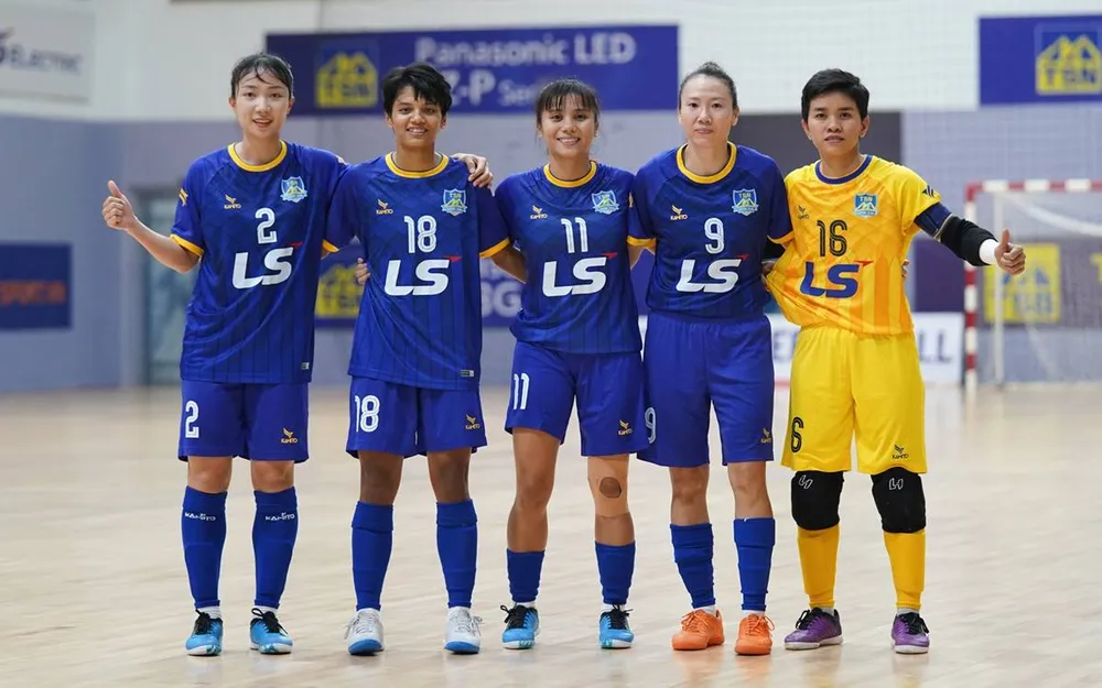 Các cô gái Thái Sơn Nam TPHCM sắp bảo vệ thành công danh hiệu tại Giải futsal nữ VĐQG. ẢNH: QUỐC KHANH 