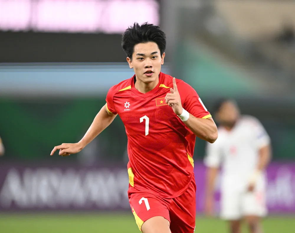 Niềm vui của Nguyễn Đình Bắc khi ghi bàn cho U23 Việt Nam. ẢNH: AFC