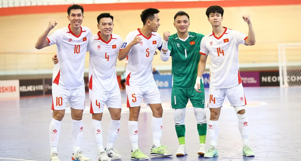 Đội tuyển futsal Việt Nam tiến gần hơn tấm vé vào thi đấu trận tứ kết Futsal châu Á 2026. ẢNH: AFC 