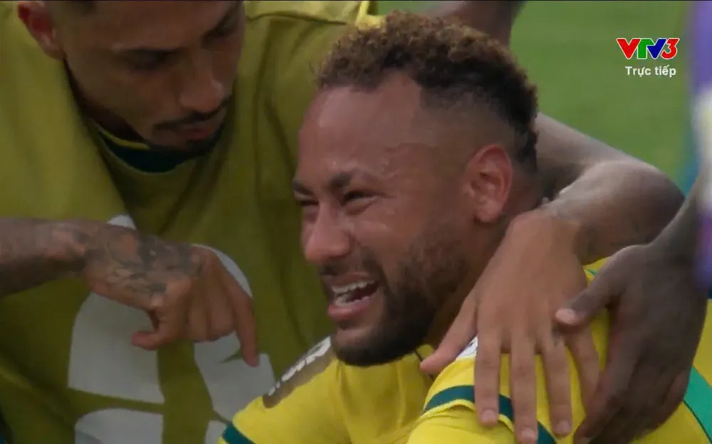 Neymar bật khóc sau khi Brazil dừng bước tại vòng 1/8 World Cup 2026. ẢNH: VTV 