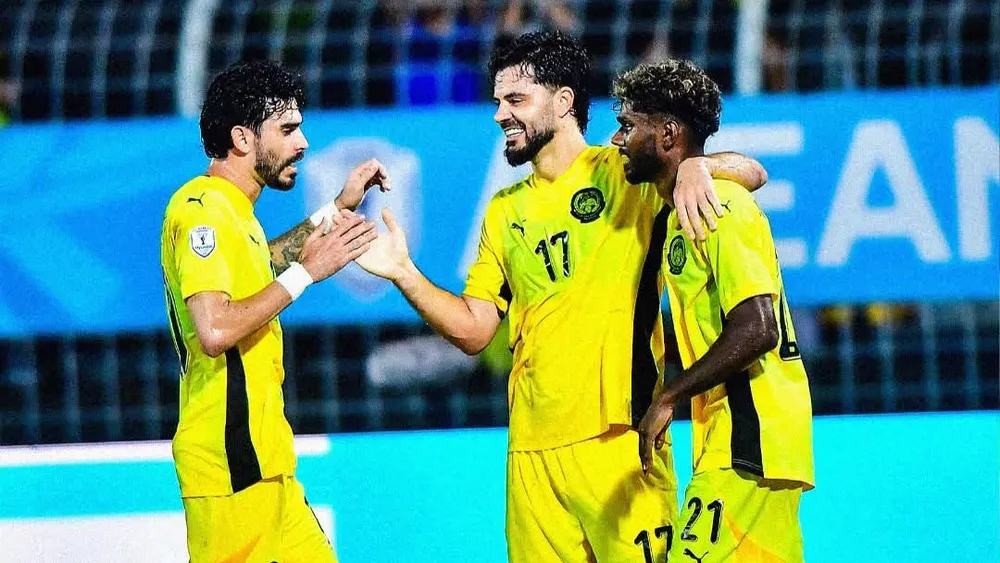 Tiền đạo đội trưởng gốc Brazil Paulo Josue (số 17) đã ghi 3 bàn thắng cho Malaysia tại ASEAN Cup 2026. ẢNH: FAM 