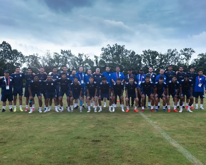 U23 Kuwait tập luyện ở buổi cuối cùng trước trận gặp U23 Việt Nam với 20 cầu thủ. ẢNH: KFA