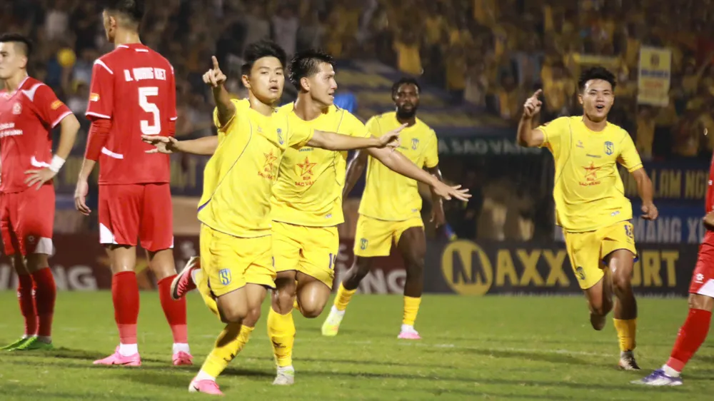 Các cầu thủ SLNA giữ chuỗi thành tích bất bại từ đầu mùa giải 2026-2027. ẢNH: VPF 