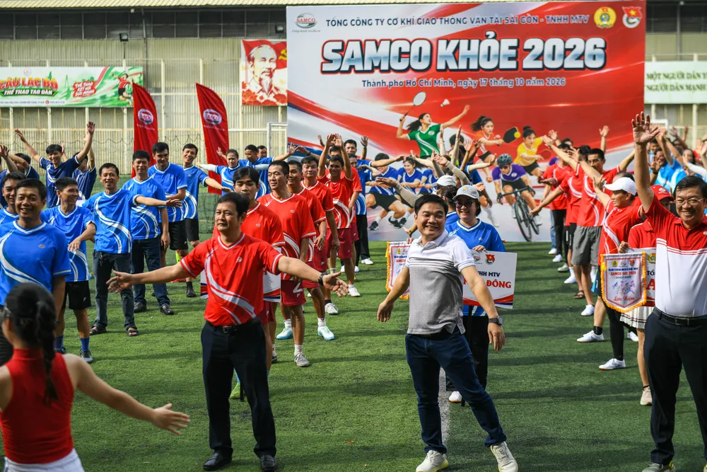 Hội thao “SAMCO Khỏe” khai mạc trong bầu không khí hứng khởi. ẢNH: TÂM HÀ