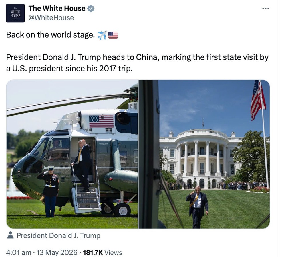  有关美国总统特朗普出访行程的信息已发布在白宫社交媒体账号上。 图自X/THE WHITE