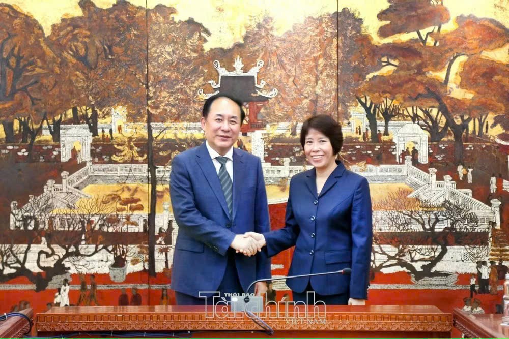 越南财政部副部长阮氏碧玉和中国国务院研究室副主任范必。图自《越南财政时报》