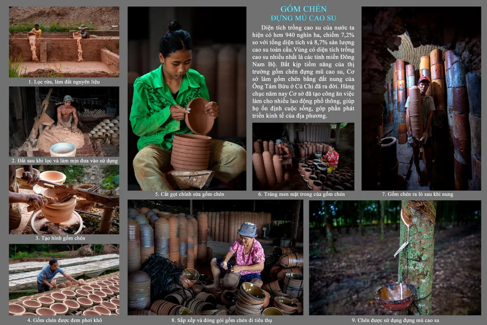 Bộ ảnh _Gốm chén đựng mủ cao su_ đạt giải Nhất của tác giả Ngô Văn Tân và Ngô Bảo Khang.jpg