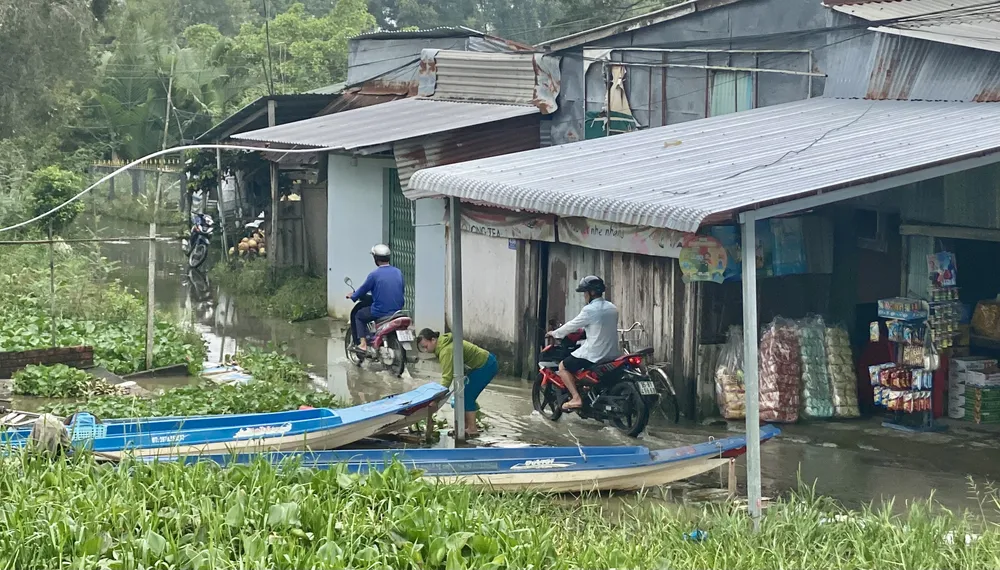 Triều cường gây ngập nặng vùng hạ lưu Hậu Giang