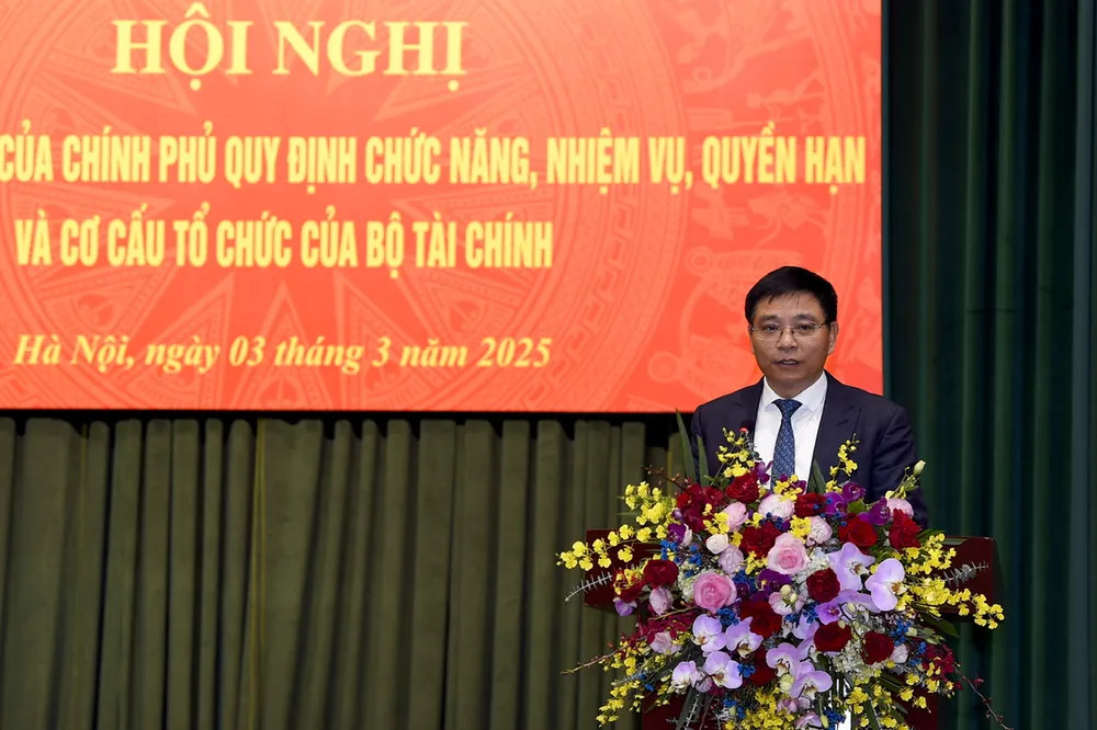 Bộ trưởng Bộ Tài chính Nguyễn Văn Thắng phát biểu tại hội nghị. Ảnh: BTC