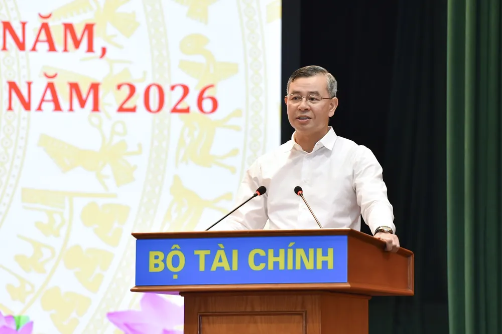Bộ trưởng Bộ Tài chính Ngô Văn Tuấn phát biểu tại hội nghị. Ảnh: BTC