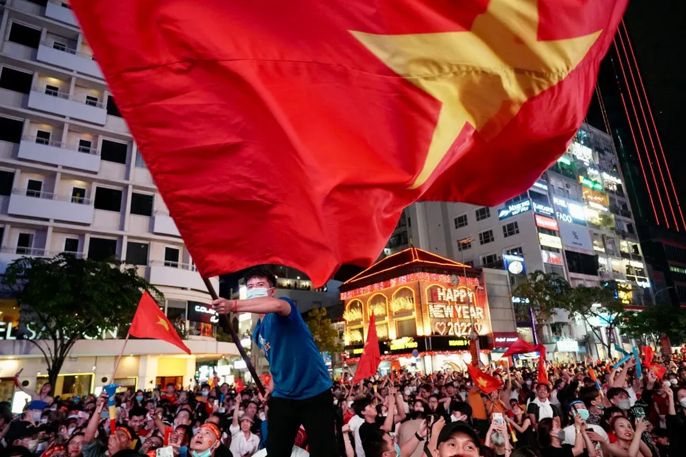 Niềm vui vỡ oà sau bàn thắng vào lưới U23 Thái Lan đưa U23 Việt Nam vô địch bóng đá SEA Games 2 kỳ liên tiếp. Ảnh: HOÀNG HÙNG 