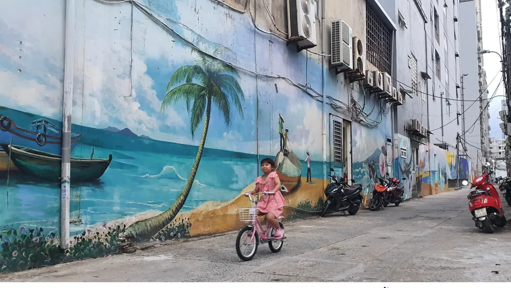 Đường bích họa ở phường Mân Thái (quận Sơn Trà, TP Đà Nẵng) trở nên đìu hiu sau một thời gian triển khai
