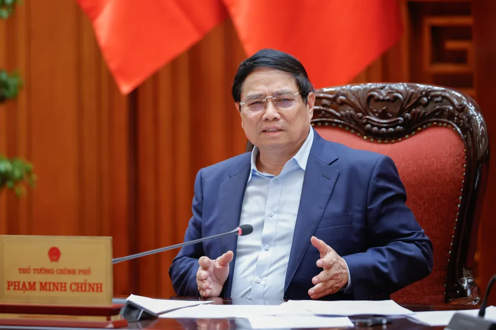 Thủ tướng Phạm Minh Chính, Trưởng Ban chỉ đạo về trung tâm tài chính khu vực và quốc tế tại Việt Nam (BCĐ), chủ trì phiên họp thứ nhất của BCĐ. Ảnh: VGP