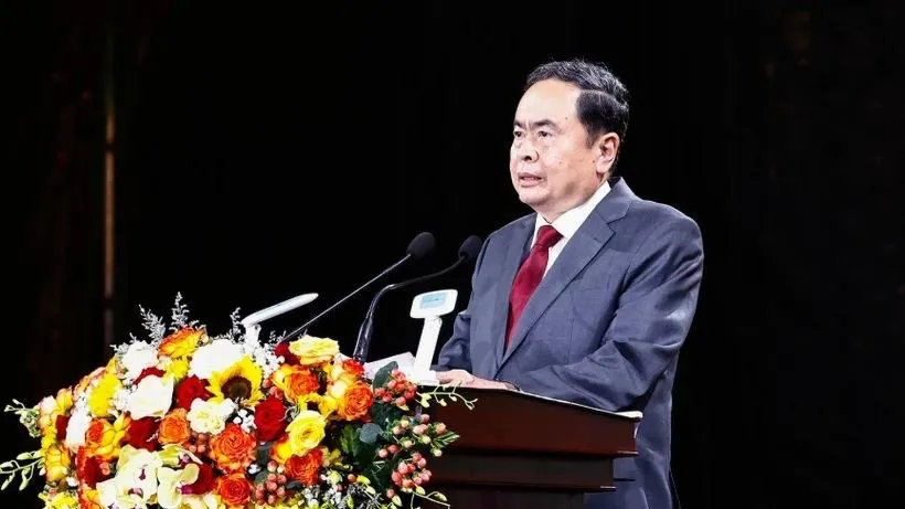 Chủ tịch Quốc hội Trần Thanh Mẫn phát biểu tại buổi lễ. Ảnh: TTXVN