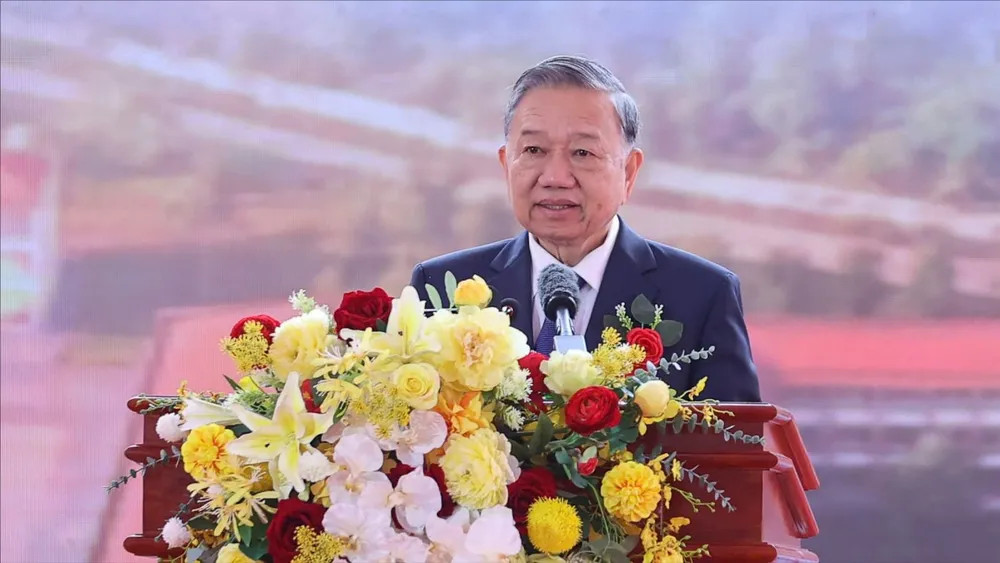 Tổng Bí thư Tô Lâm phát biểu tại lễ khởi công. Ảnh: VIẾT CHUNG