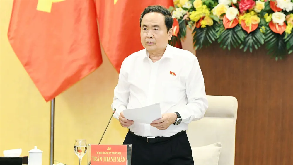 Chủ tịch Quốc hội Trần Thanh Mẫn chủ trì Hội nghị Ban Thường vụ Đảng ủy Quốc hội. Ảnh: CẨM HÀ 