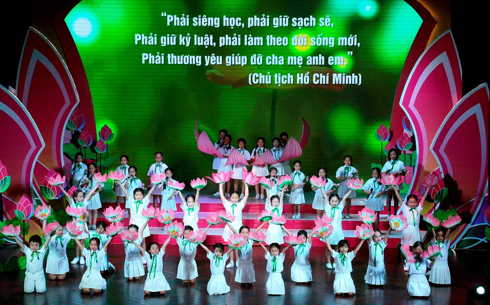 Một tiết mục biểu diễn trong Liên hoan văn nghệ thiếu nhi tại Nhà Thiếu nhi TPHCM. ẢNH: THÚY BÌNH