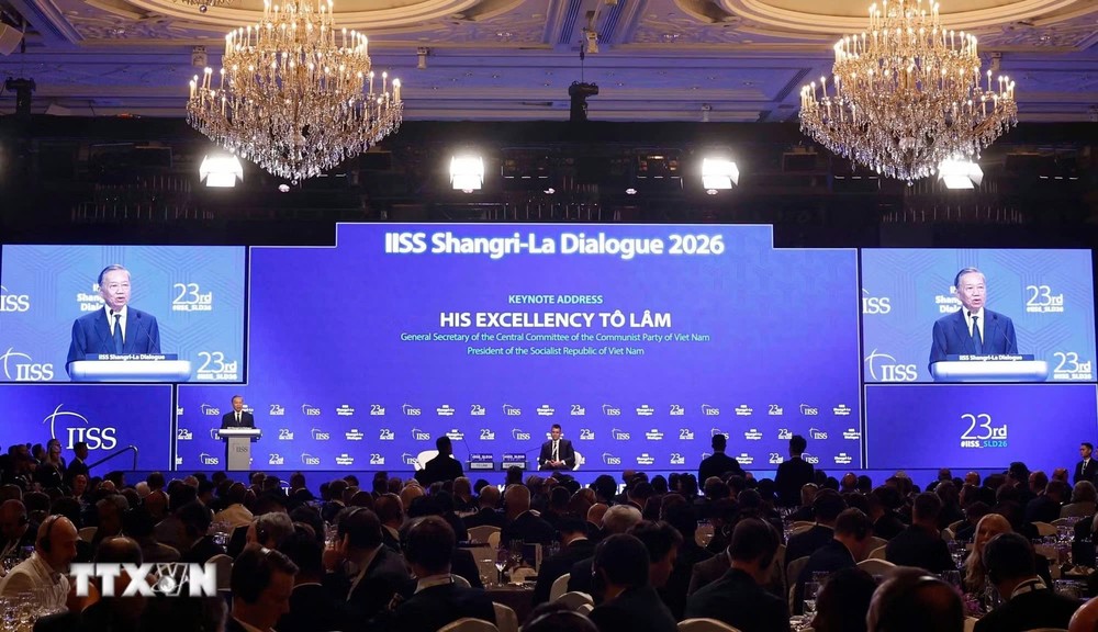越南党中央总书记、国家主席苏林出席第23届香格里拉对话会，并发表主旨演讲。图自越通社