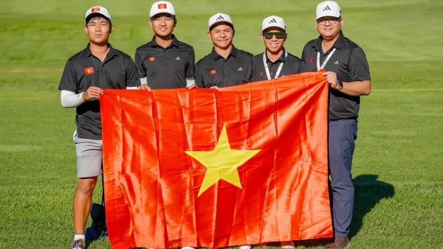 Đội tuyển golf Việt Nam đang tranh tài Nomura Cup 2026 ở Bắc Kinh - Trung Quốc. Ảnh: VGA