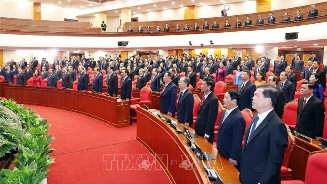 Các đại biểu dự Hội nghị lần thứ 4 Ban Chấp hành Trung ương Đảng khóa XIV. Ảnh: TTXVN 