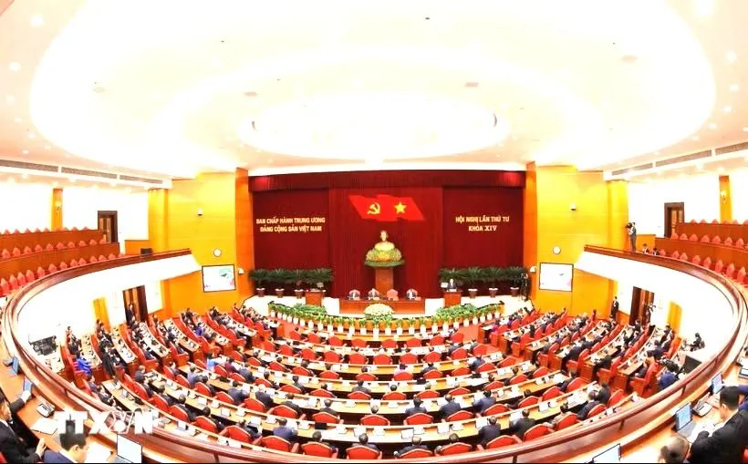 Hội nghị lần thứ 4 Ban Chấp hành Trung ương Đảng khóa XIV. Ảnh: TTXVN