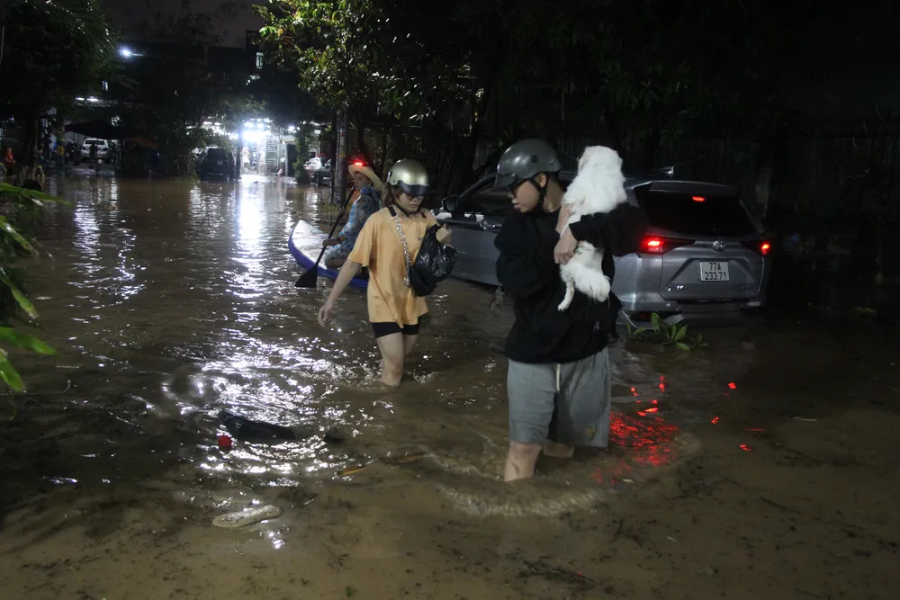 Mưa như trút nước, nhiều khu dân cư tại Quy Nhơn chìm trong “biển nước“ ảnh 16
