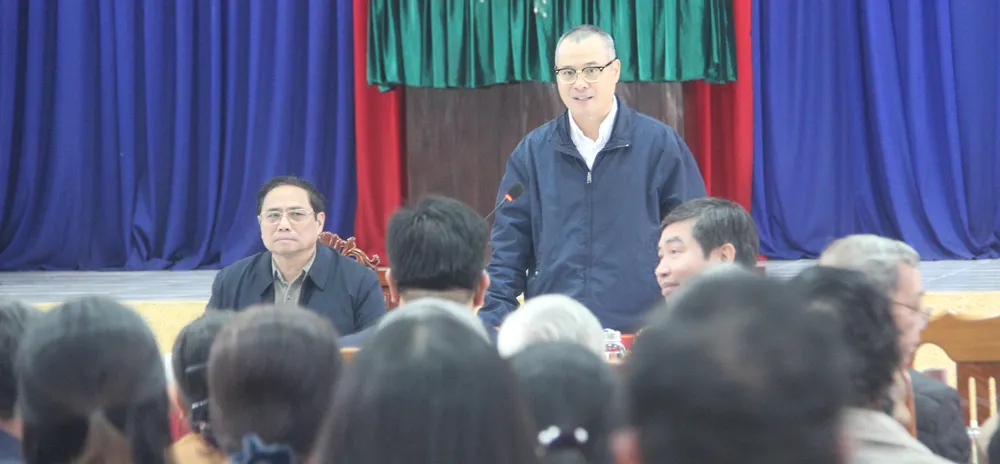 Bí thư Tỉnh ủy Phú Yên Phạm Đại Dương thông tin tại buổi trò chuyện giữa người dân với Thủ tướng Chính phủ