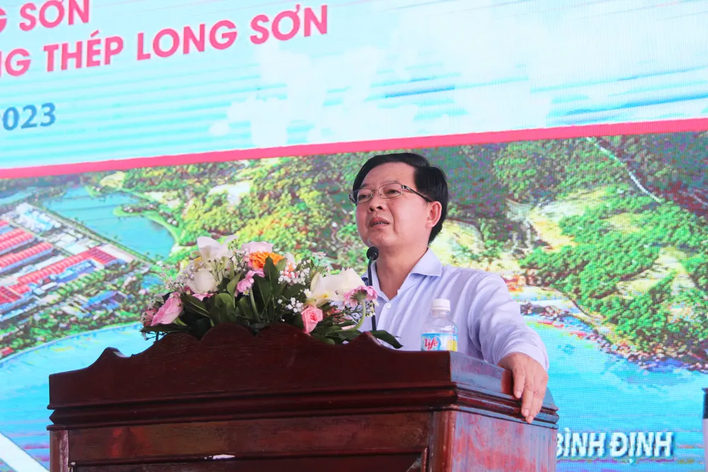 Bí thư Tỉnh ủy Bình Định Hồ Quốc Dũng phát biểu tại buổi lễ