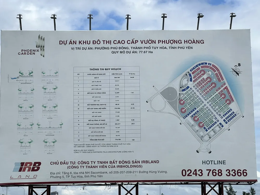 Trước đó, doanh nghiệp đặt tấm bảng lớn quảng cáo rầm rộ về dự án. Ảnh: HOÀNG NGUYÊN