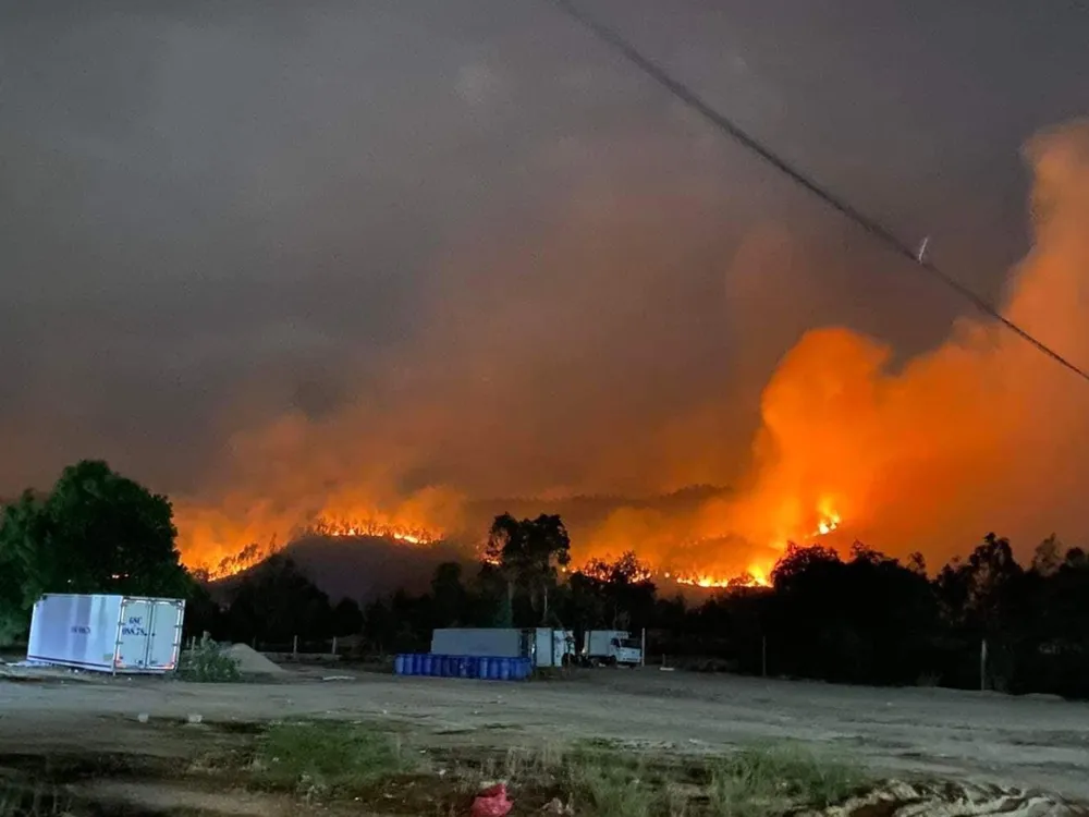 Đêm 28 đến sáng 29-8 tại cánh rừng xã Xuân Thịnh xảy ra đám cháy lớn