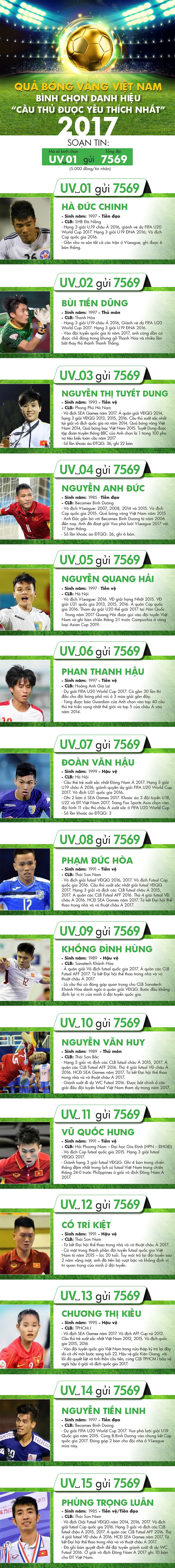 Bầu chọn giải “Cầu thủ được yêu thích nhất trong năm“ ảnh 1