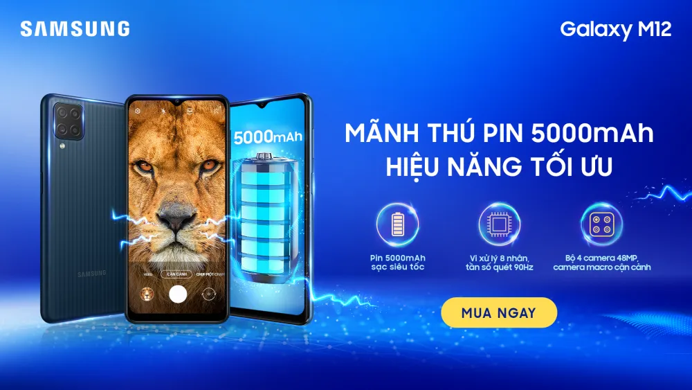 Samsung Galaxy M12 - Hiệu năng tối ưu, pin bền bỉ và bộ 4 camera đỉnh