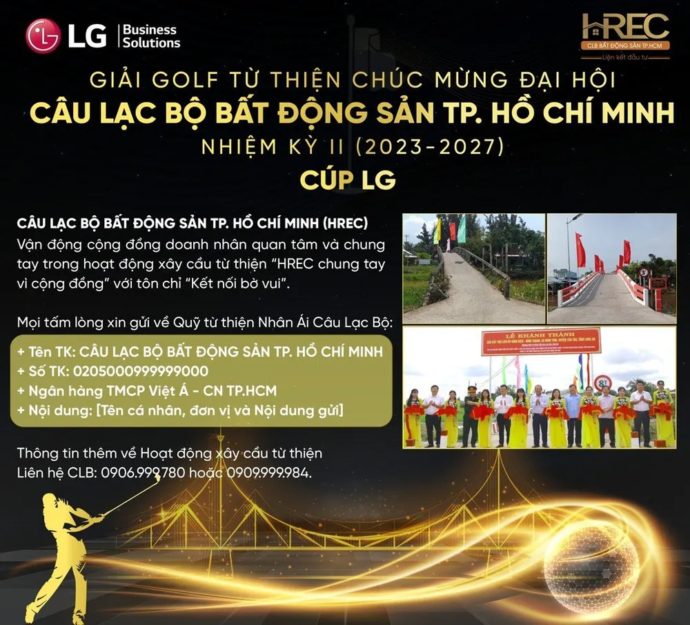 Giải Golf từ thiện chào mừng Đại hội Câu lạc bộ Bất động sản TPHCM nhiệm kỳ II (2023-2027)