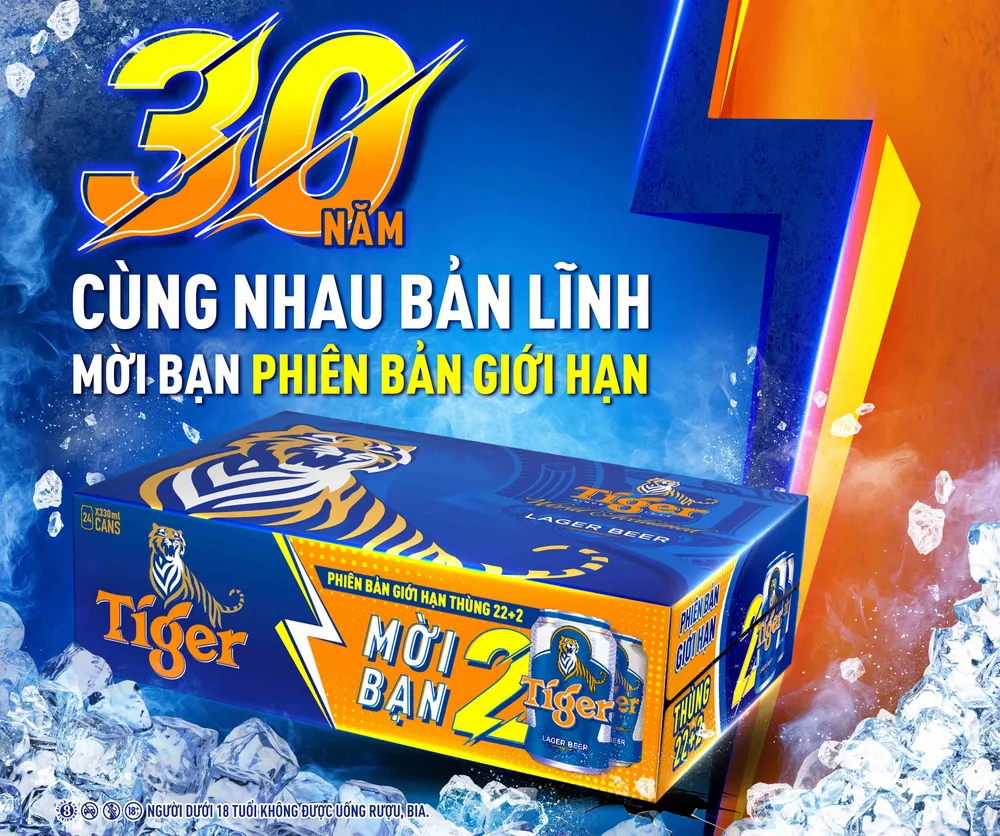 Tiger Beer ra mắt phiên bản thùng giới hạn đánh dấu cột mốc 30 năm cùng Việt Nam "đánh thức bản lĩnh"