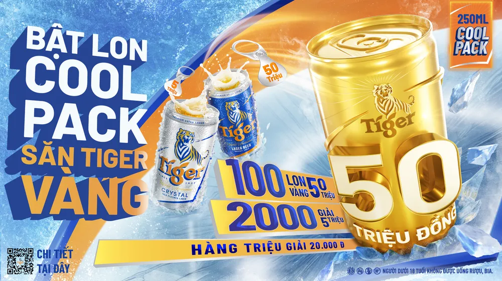 Tiger Beer bật tung sảng khoái mùa hè với chương trình “Bật lon Coolpack - săn Tiger vàng”