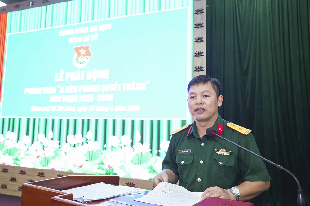 Trung tá Chu Minh Quốc phát biểu